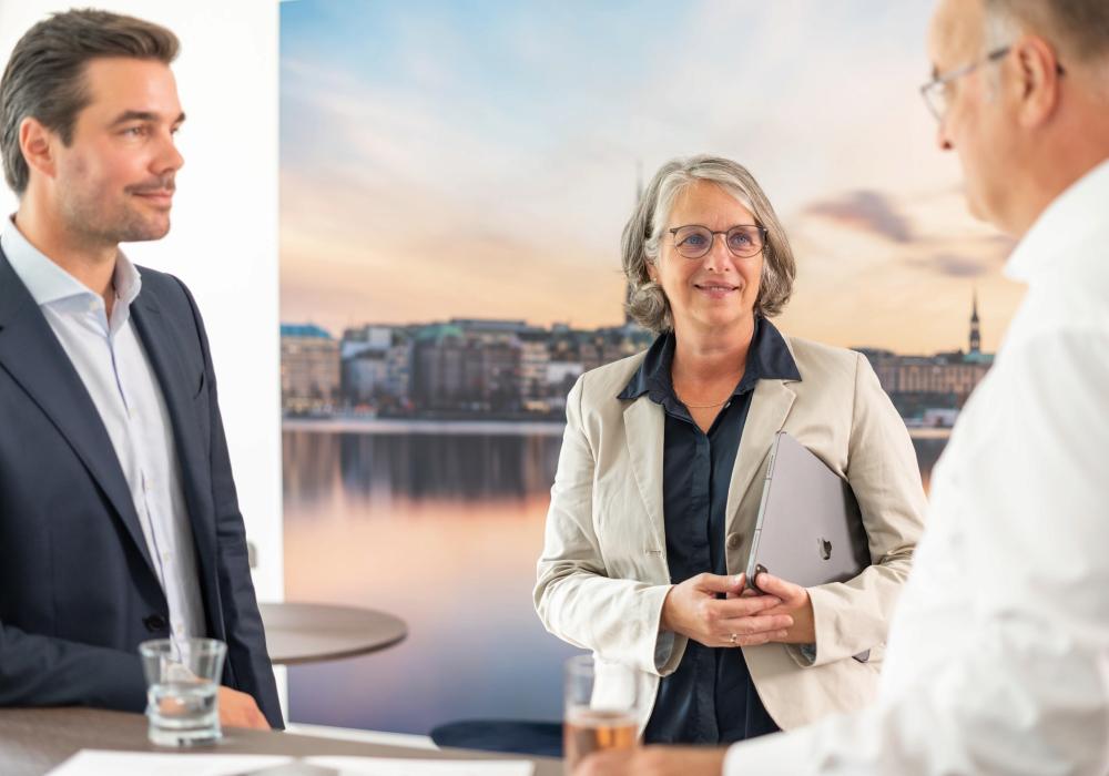Grit Berling, Organisation, zusammen mit Fondsmanager und Vermögenspartner Patrick Schmidt, sowie Vermögenspartner Michael Timm