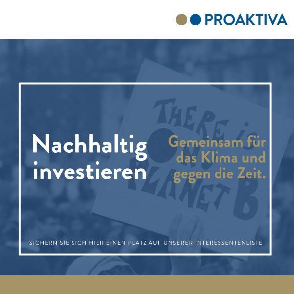 PROAKTIVA-Ankündigungsbild der Veranstaltung Nachhaltig Investieren - Gemeinsam für das Klima und gegen die Zeit